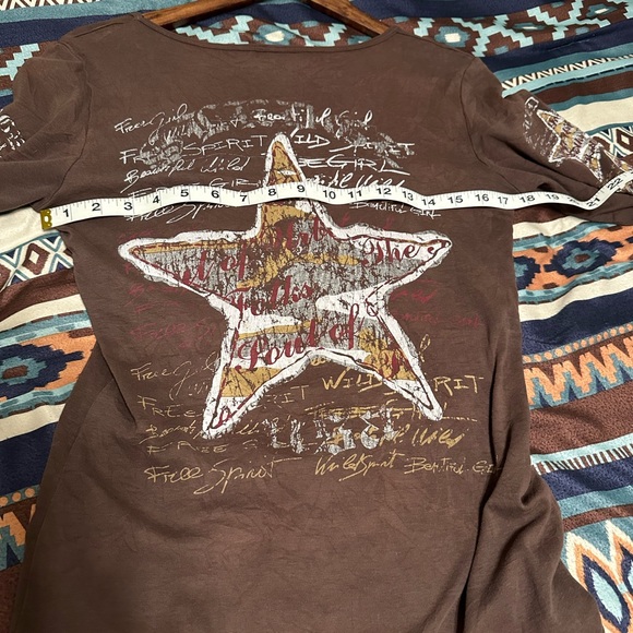Vintage Y2K Sledge USA Brown Star 3/4 Sleeve Tee size Large Made in the USA - Picture 6 of 8